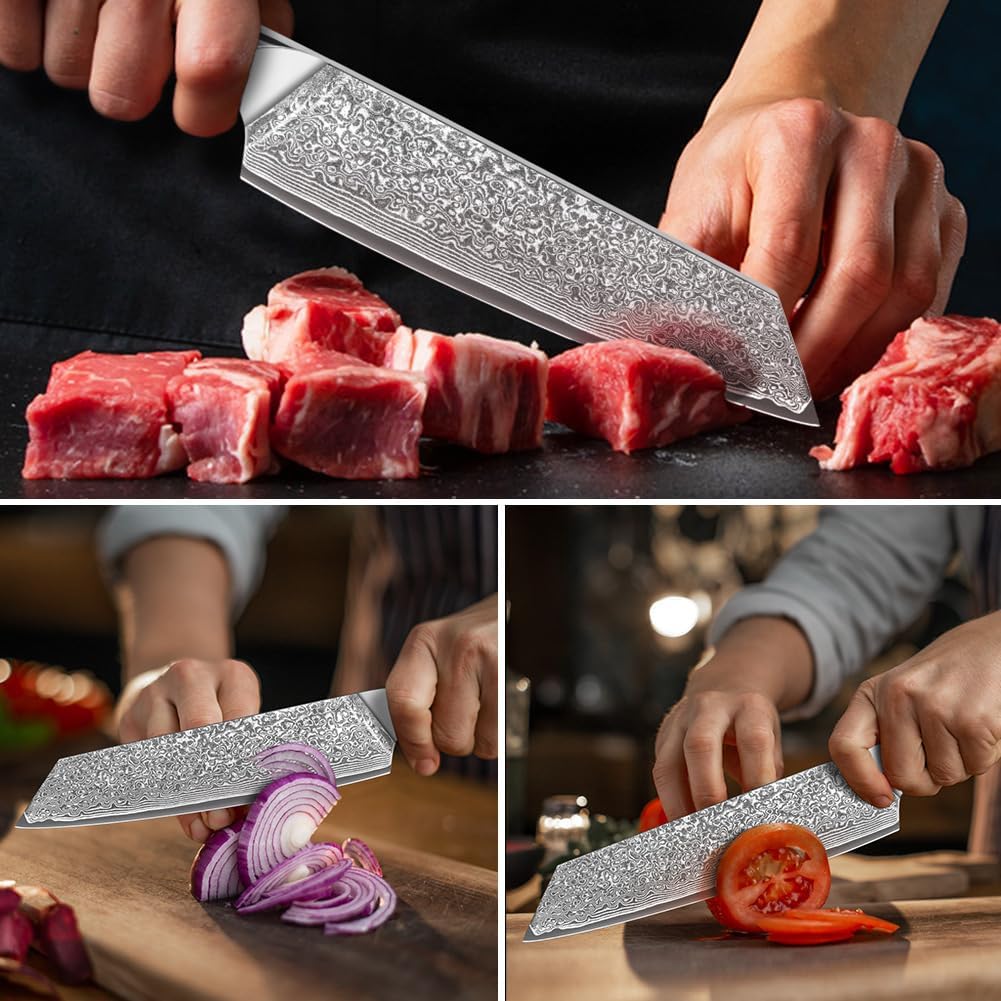 Damascus Kiritsuke Kitchen Knife 8" Abalone Shell Handle