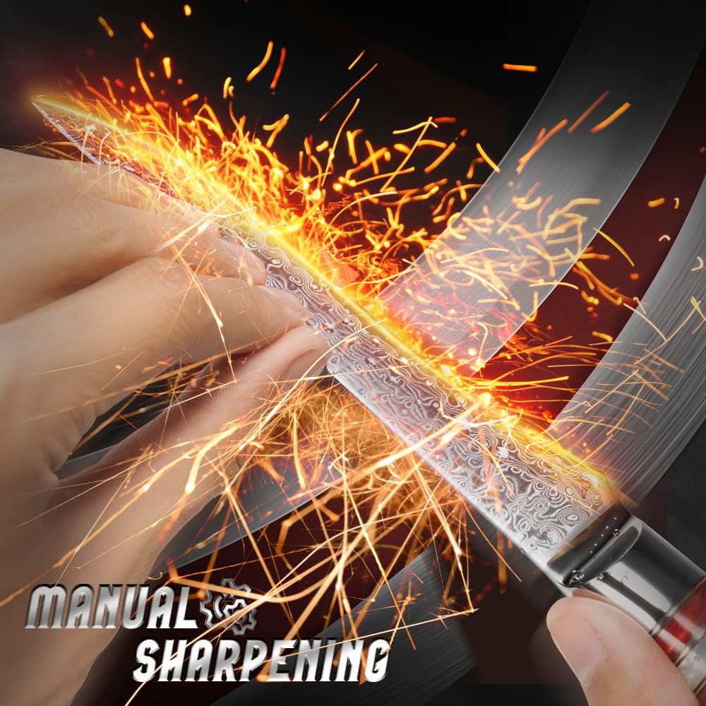 Damascus Boning Kitchen Knife 5.5" Pakka Wood Handle